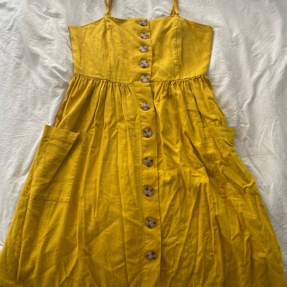 Barely Worn Yellow Button Front Dress